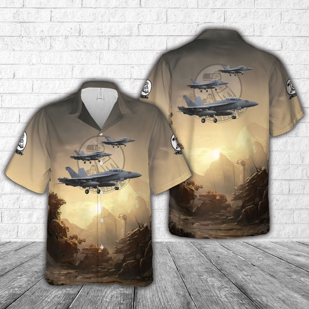 Us Navy Hawaiian Shirt, US Navy Boeing EA-18G Growler Of VAQ-137 'Rooks' Hawaiian Shirt, Military Hawaiian Shirt