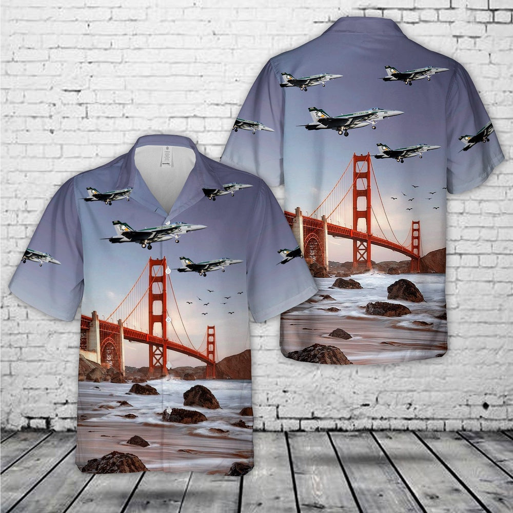Us Navy Hawaiian Shirt, US Navy Boeing FA-18E Super Hornet VFA-195 Dambusters CAG colors Hawaiian Shirt, Military Hawaiian Shirt