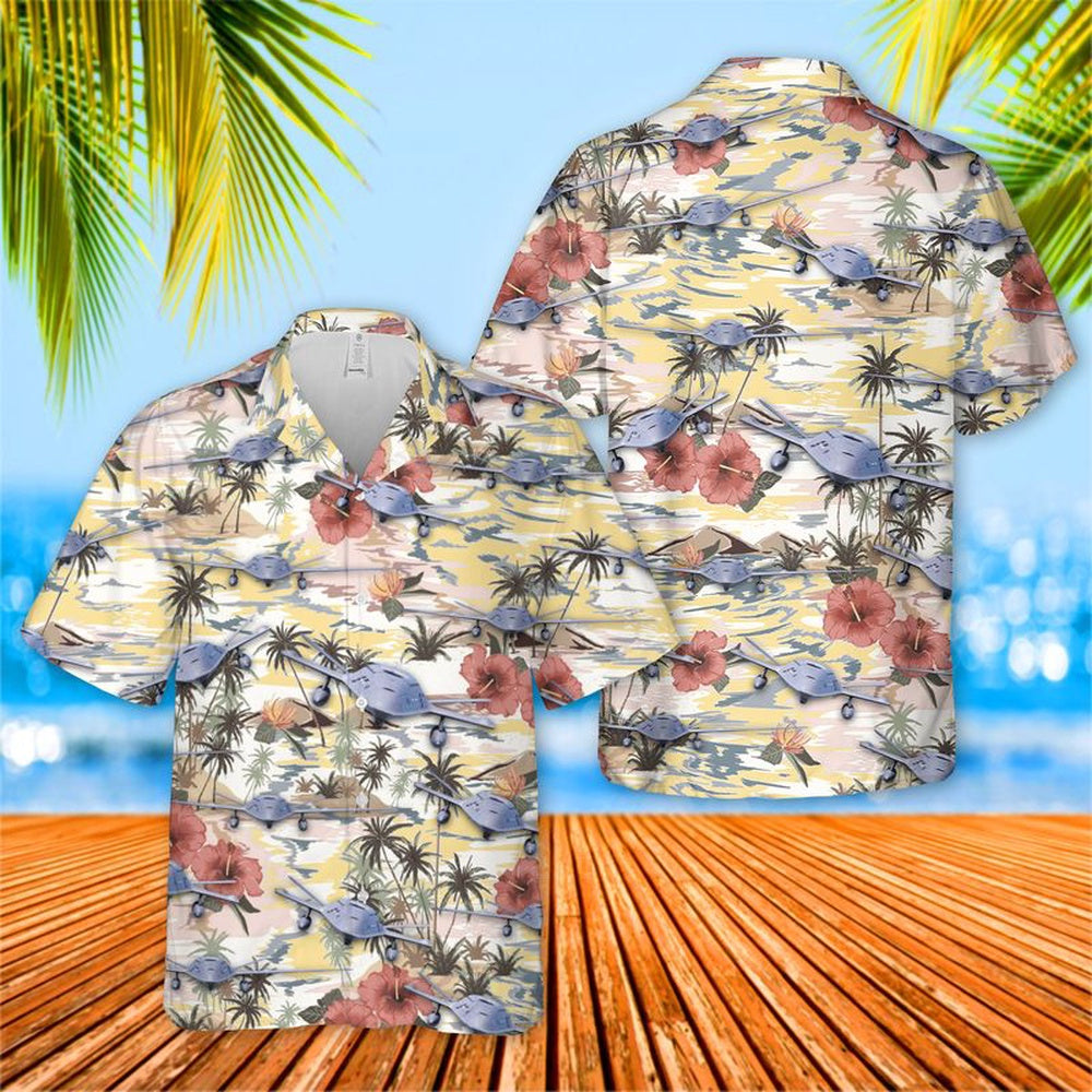 Us Navy Hawaiian Shirt, US Navy Boeing MQ-25 Stingray Hawaiian Shirt, Military Hawaiian Shirt