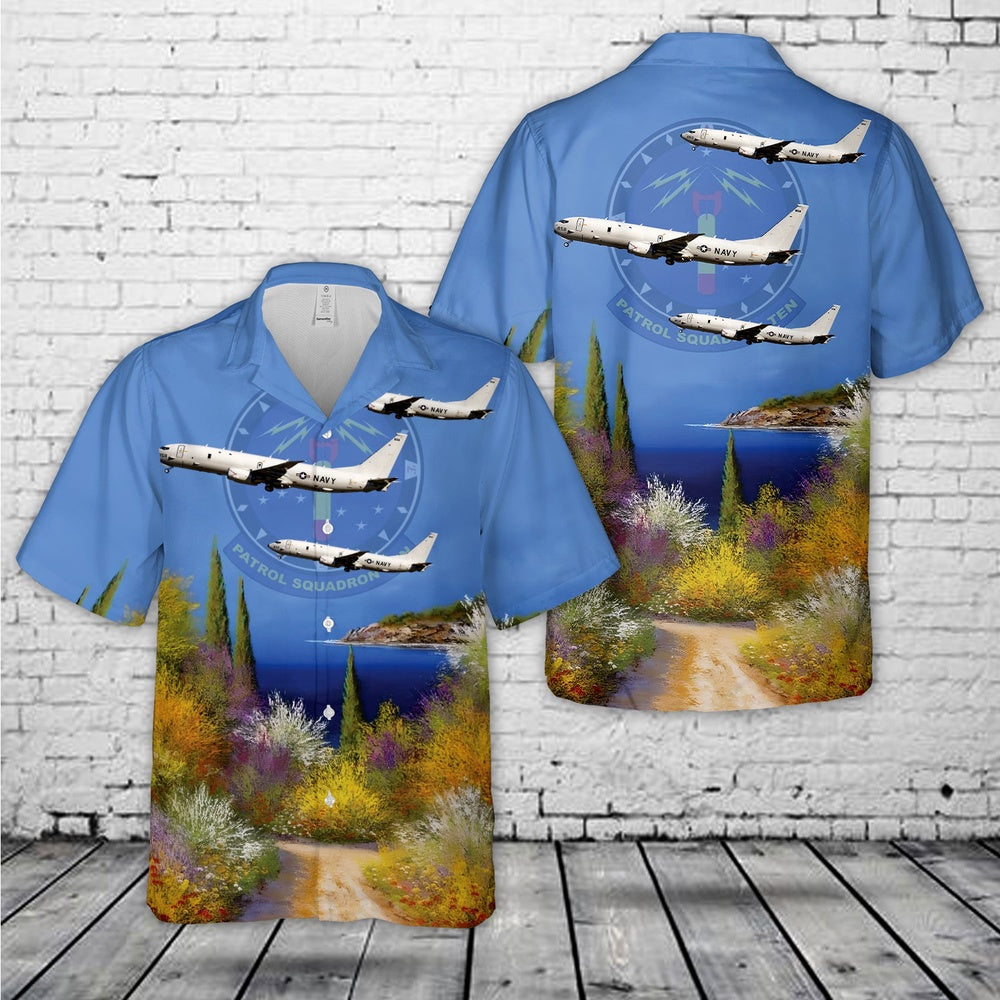 Us Navy Hawaiian Shirt, US Navy Boeing P-8A Poseidon 168858 Of VP-10 Red Lancers Hawaiian Shirt, Military Hawaiian Shirt