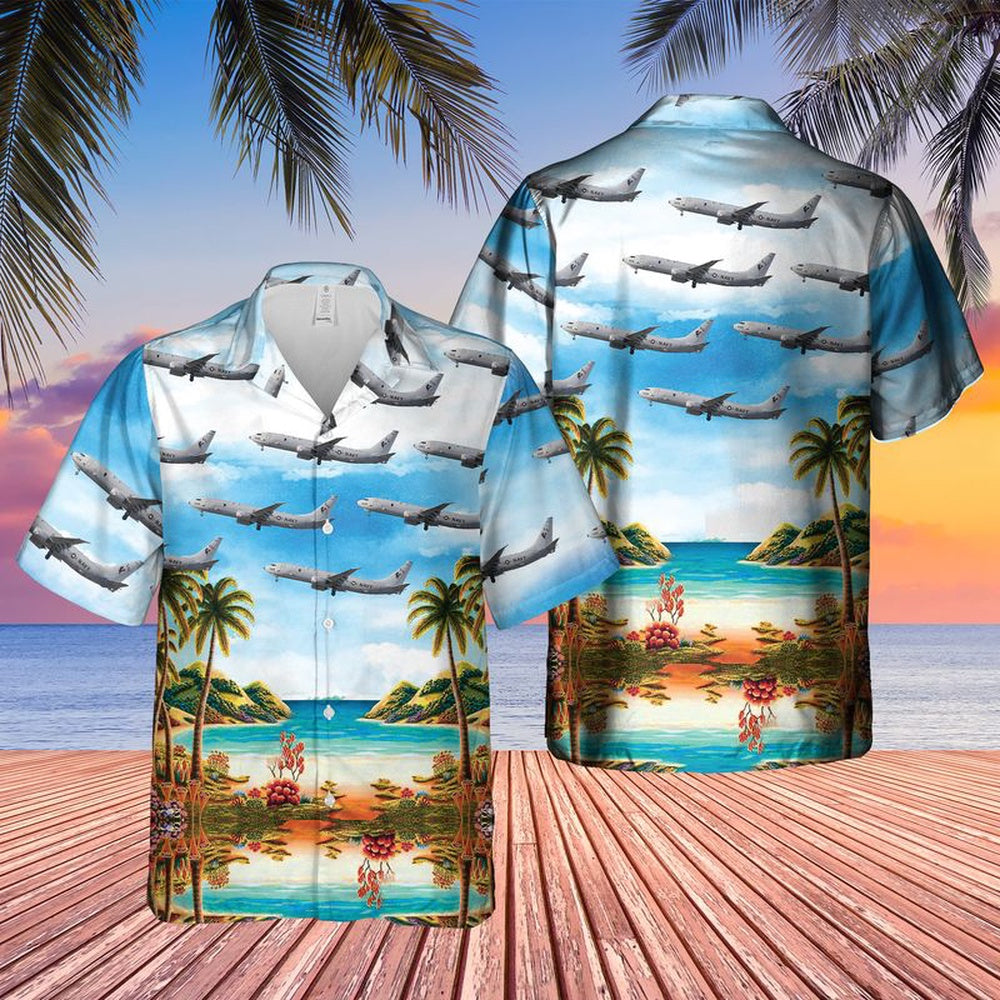Us Navy Hawaiian Shirt, US Navy Boeing P-8A Poseidon Hawaiian Shirt, Military Hawaiian Shirt