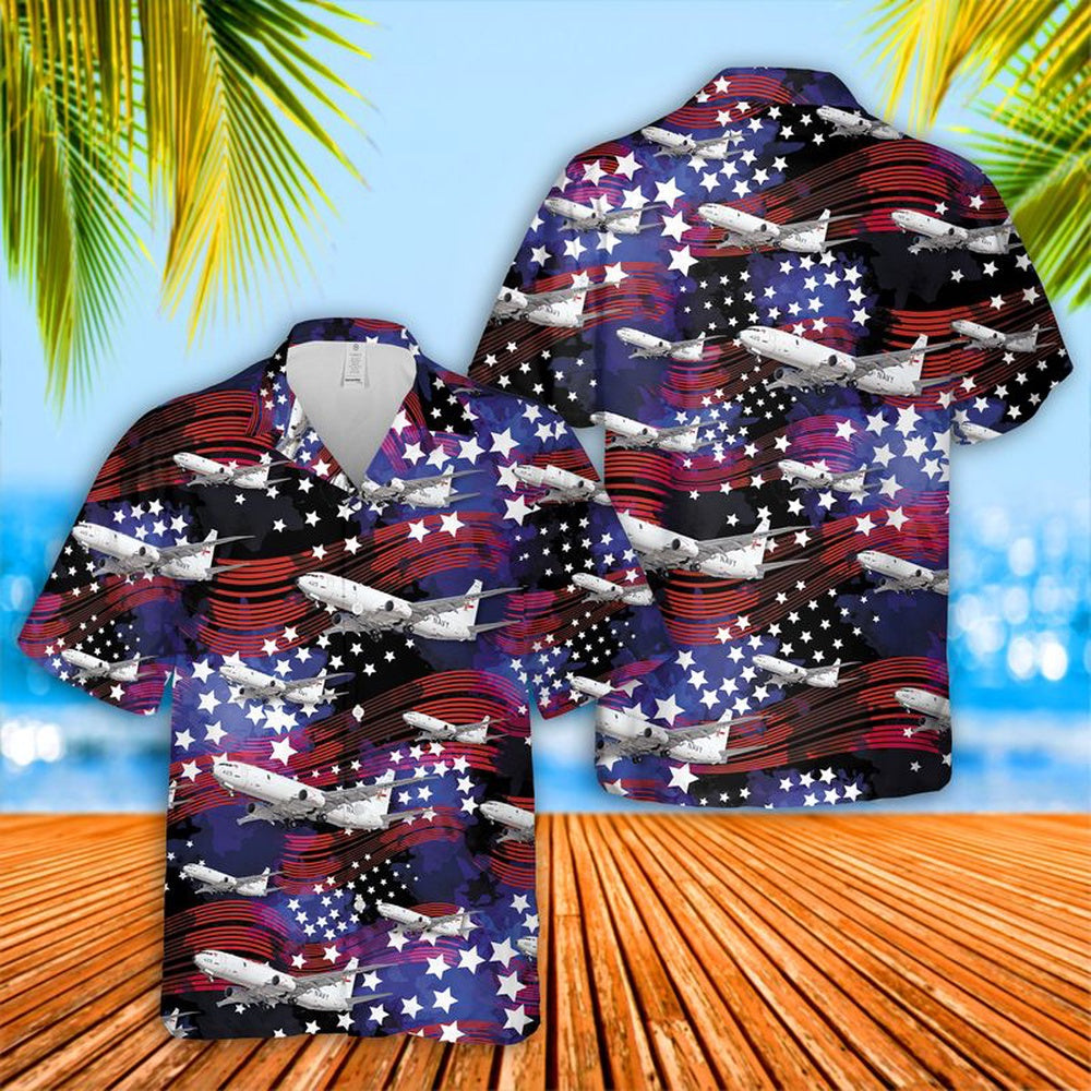 Us Navy Hawaiian Shirt, US Navy Boeing P-8 Poseidon Hawaiian Shirt, Military Hawaiian Shirt