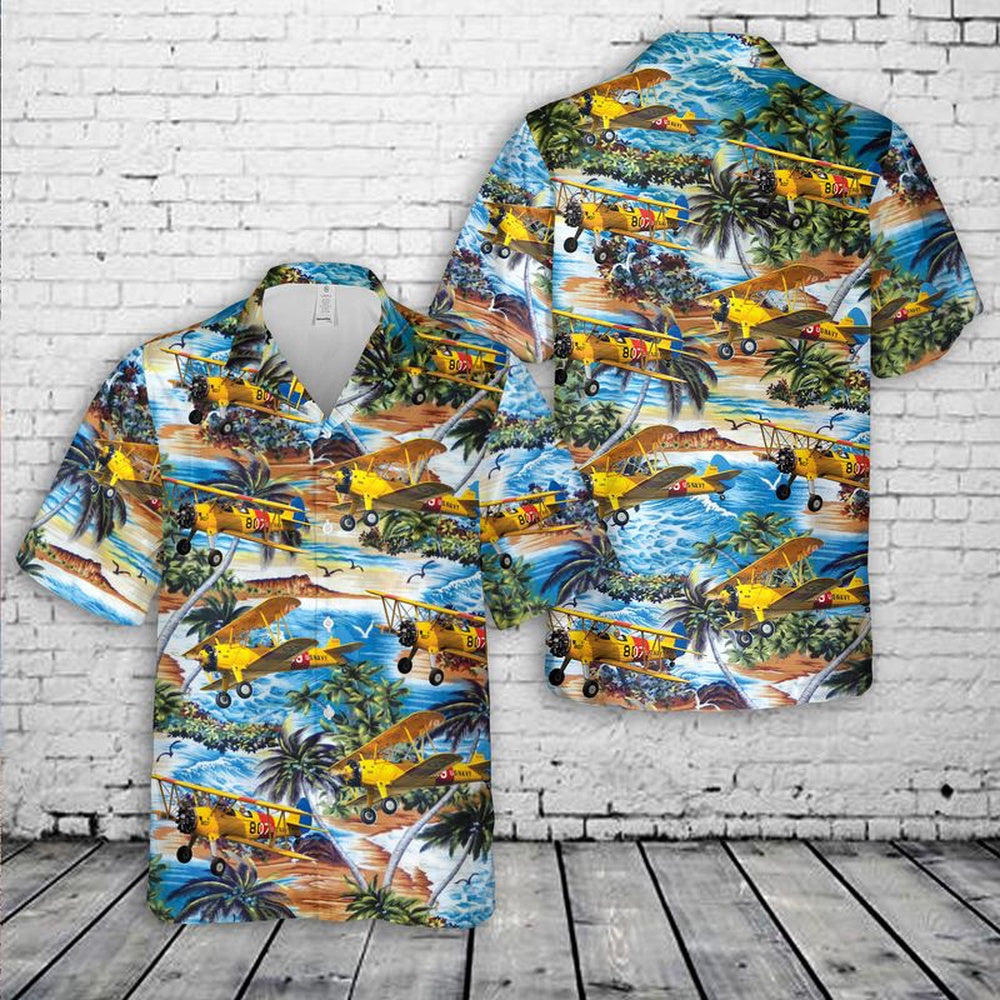 Us Navy Hawaiian Shirt, US Navy Boeing Stearman N67193 Hawaiian Shirt, Military Hawaiian Shirt