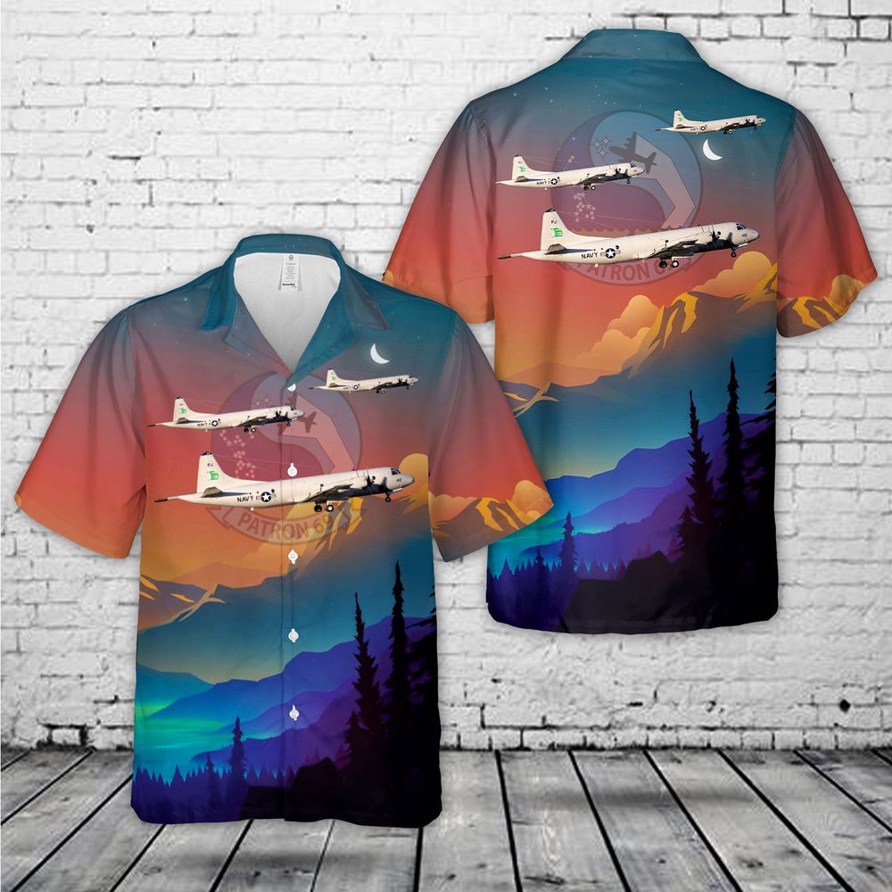 Us Navy Hawaiian Shirt, US Navy BuNo 161412 P-3C, VP 69 Totems Hawaiian Shirt, Military Hawaiian Shirt