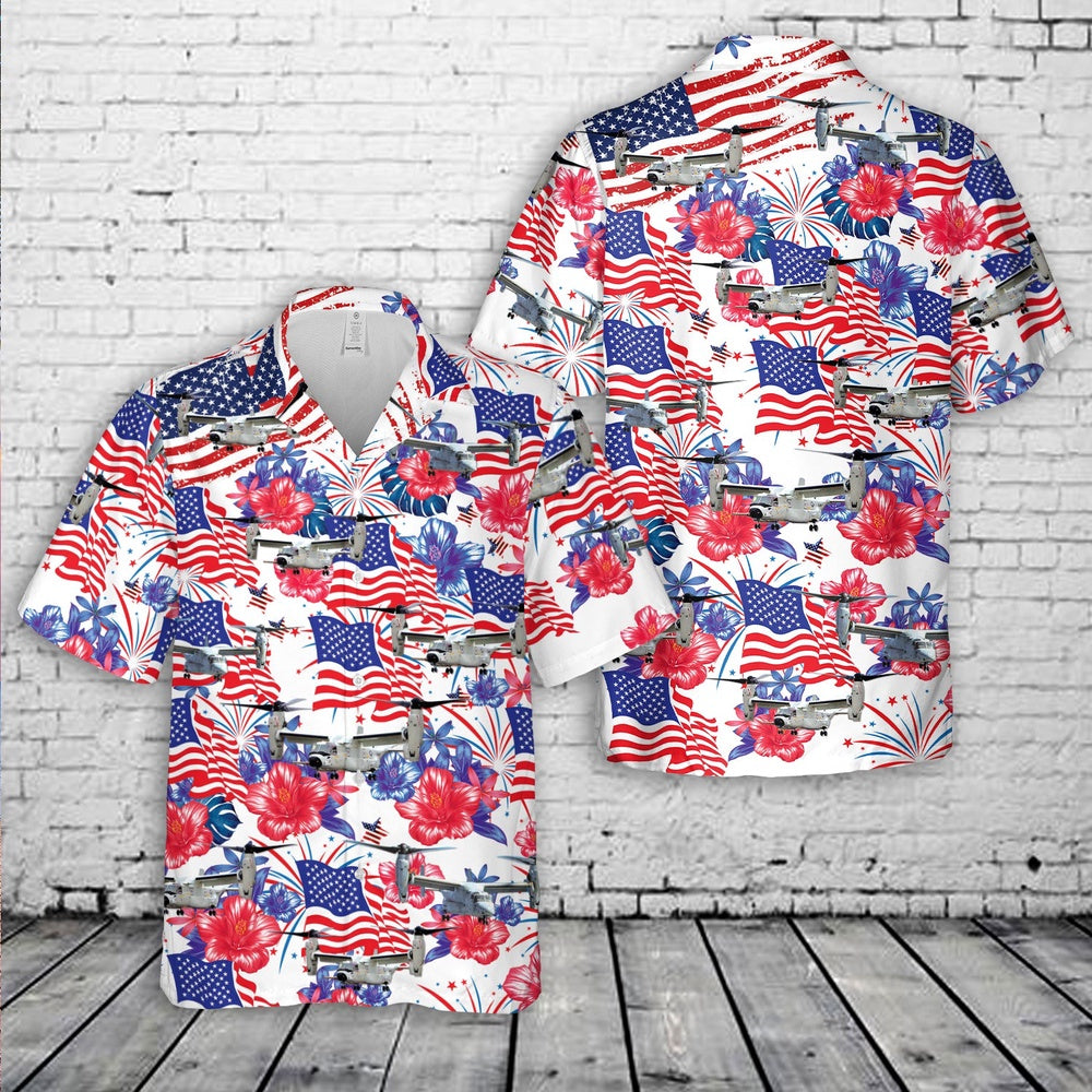 Us Navy Hawaiian Shirt, US Navy CMV-22B logistics aircraft, 4th Of July Hawaiian Shirt, Military Hawaiian Shirt