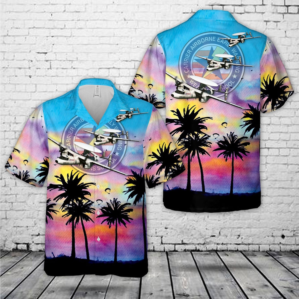 Us Navy Hawaiian Shirt, US Navy Carrier Airborne Early Warning Weapons School CAEWWS (TOPDOME) E-2C Hawkeye Hawaiian Shirt