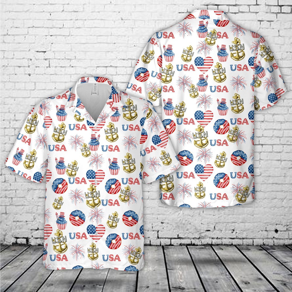 Us Navy Hawaiian Shirt, US Navy Chief Anchor, 4th Of July Hawaiian Shirt, Military Hawaiian Shirt
