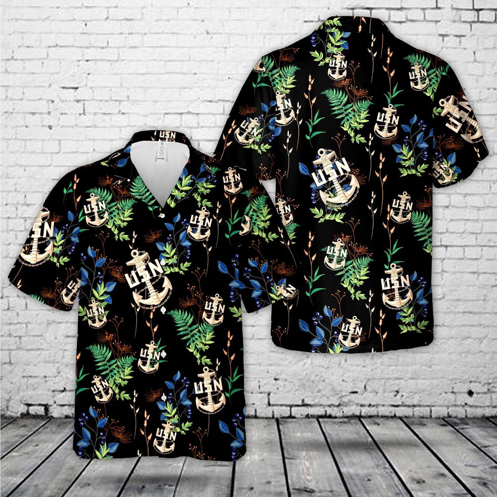 Us Navy Hawaiian Shirt, US Navy Chief BackBone Anchor Hawaiian Shirt, Military Hawaiian Shirt