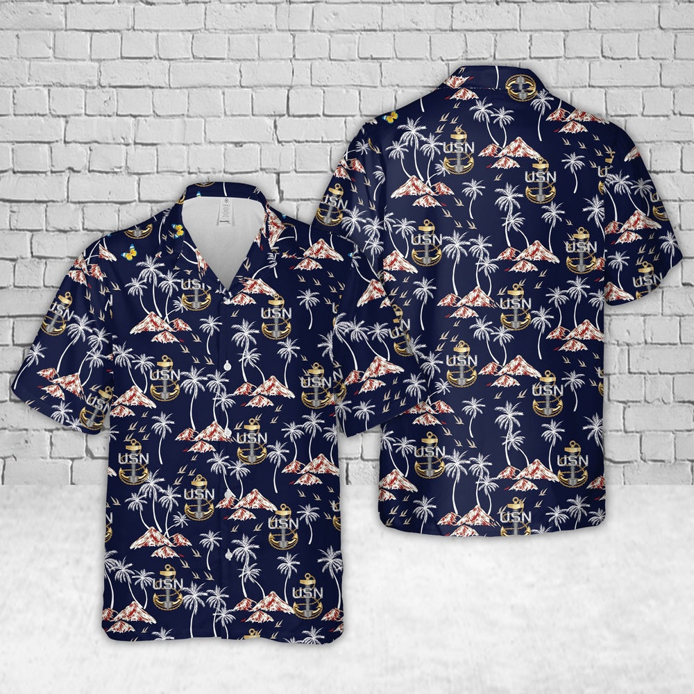 Us Navy Hawaiian Shirt, US Navy Chief Petty Officer Backbone Anchor Hawaiian Shirt, Military Hawaiian Shirt