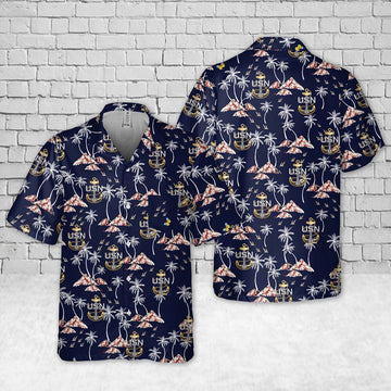 Us Navy Hawaiian Shirt, US Navy Chief Petty Officer Backbone Anchor Pocket Hawaiian Shirt, Military Hawaiian Shirt