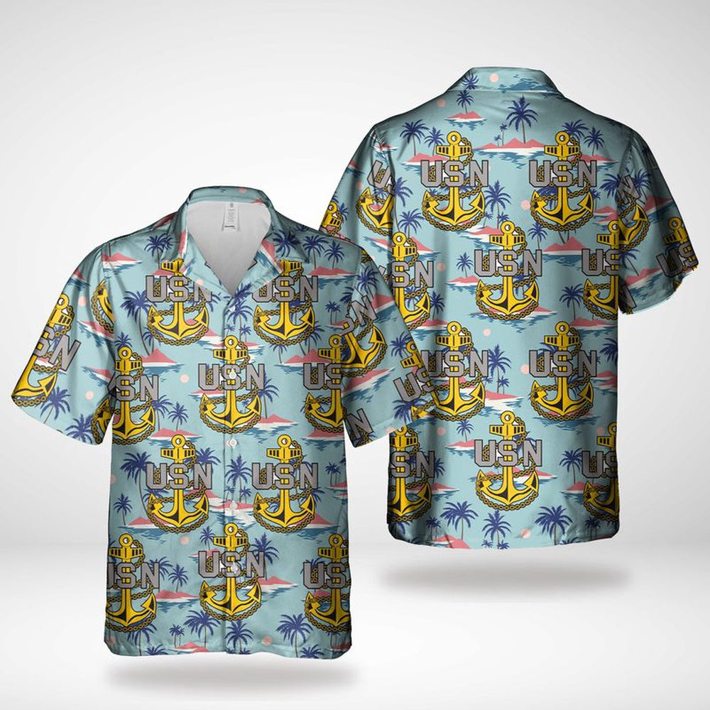 Us Navy Hawaiian Shirt, US Navy Chief Petty Officer Chief's Fouled Anchor Hawaiian Shirt, Military Hawaiian Shirt