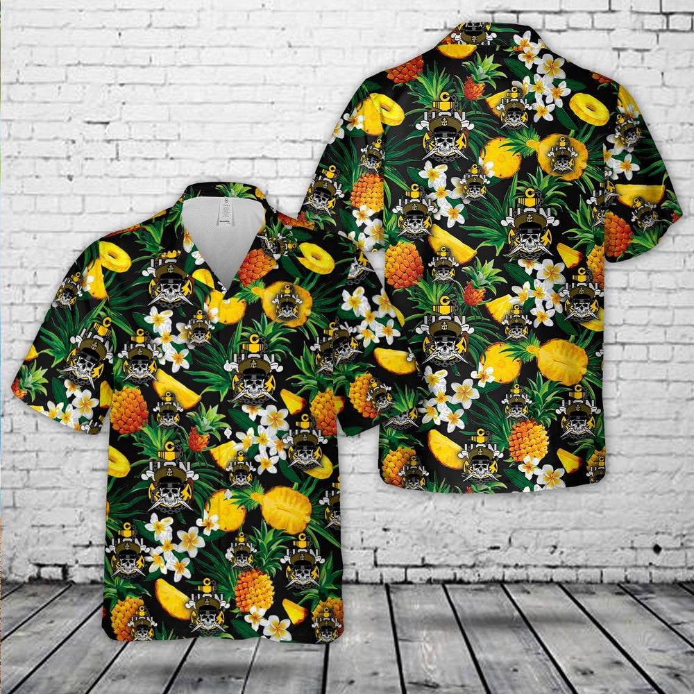 Us Navy Hawaiian Shirt, US Navy Chief Skull and Cross Bones anchor Hawaiian Shirt, Military Hawaiian Shirt