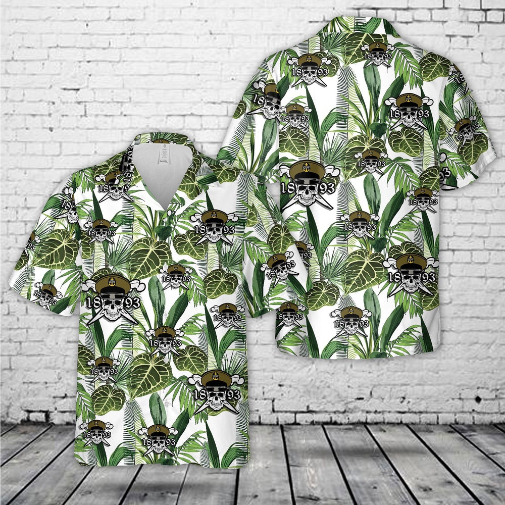 Us Navy Hawaiian Shirt, US Navy Chief Skull and Cross bones Crossbones 1893 Hawaiian Shirt, Military Hawaiian Shirt