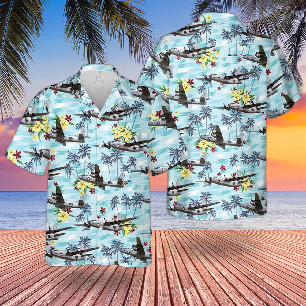 Us Navy Hawaiian Shirt, US Navy Consolidated PB4Y-2 Privateer Hawaiian Shirt, Military Hawaiian Shirt