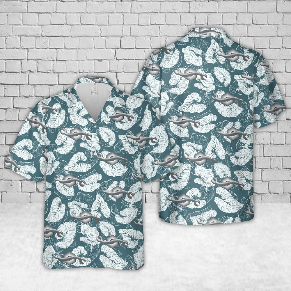 Us Navy Hawaiian Shirt, US Navy Construction Mechanic (CM) Hawaiian Shirt, Military Hawaiian Shirt