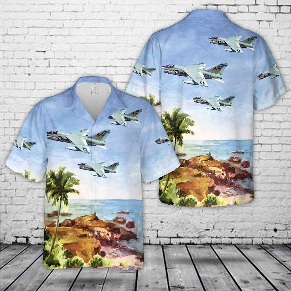 Us Navy Hawaiian Shirt, US Navy Corsair II (BuNo 156863) of Attack Squadron 146 (VA-146) Blue Diamonds Hawaiian Shirt