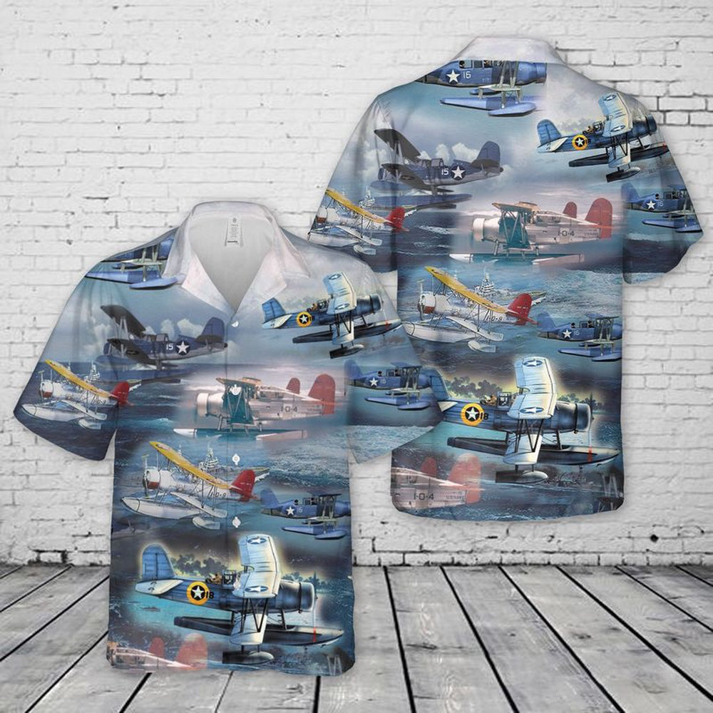 Us Navy Hawaiian Shirt, US Navy Curtiss SOC Seagull Hawaiian Shirt, Military Hawaiian Shirt