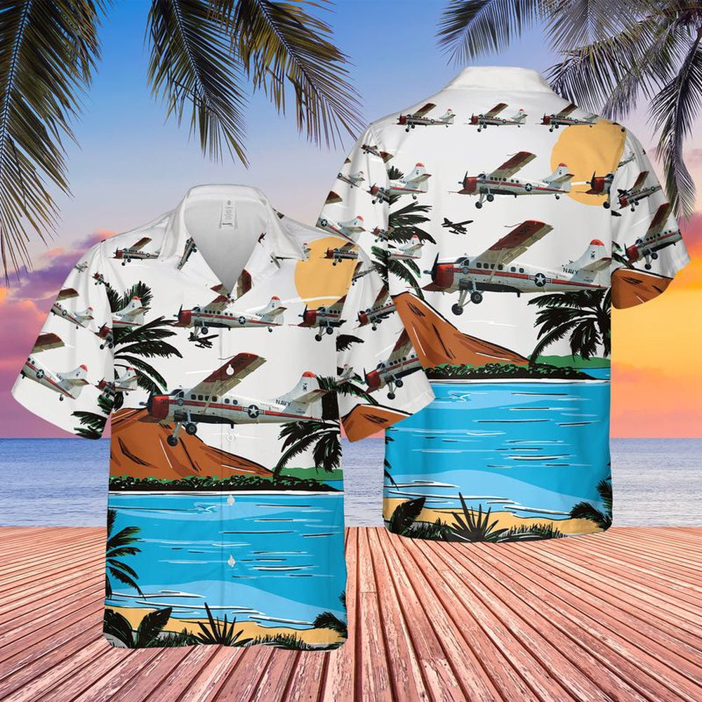 Us Navy Hawaiian Shirt, US Navy De Havilland Canada NU-1B Otter Hawaiian Shirt, Military Hawaiian Shirt
