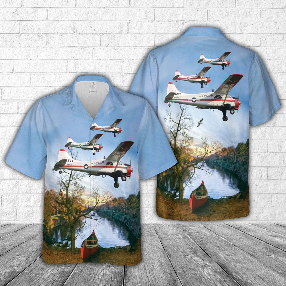 Us Navy Hawaiian Shirt, US Navy De Havilland Canada U-6A Beaver (DHC-2) Hawaiian Shirt, Military Hawaiian Shirt