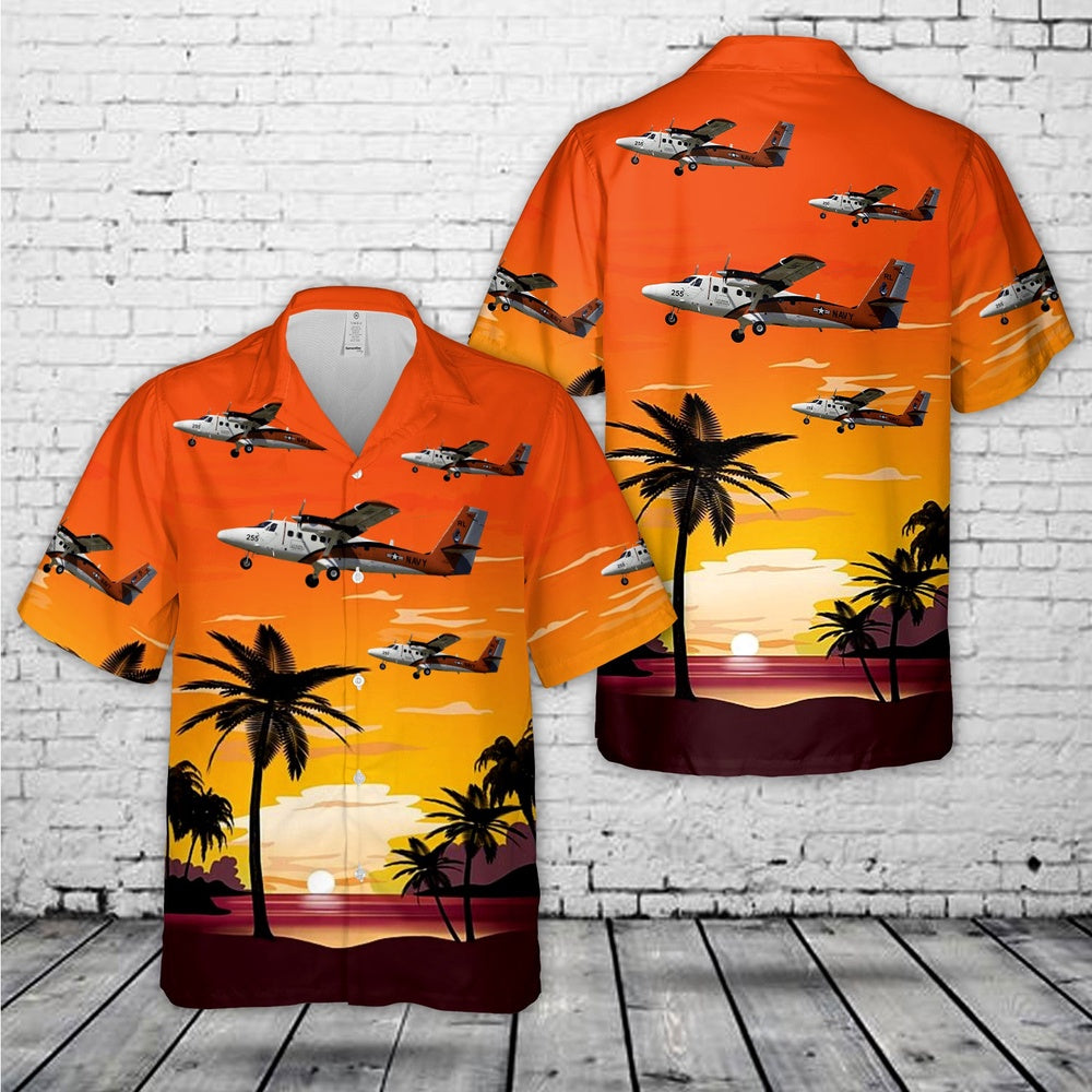 Us Navy Hawaiian Shirt, US Navy De Havilland Canada UV-18A Twin Otter Hawaiian Shirt, Military Hawaiian Shirt