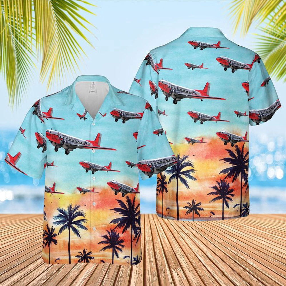 Us Navy Hawaiian Shirt, US Navy Douglas C-117D Hawaiian Shirt, Military Hawaiian Shirt