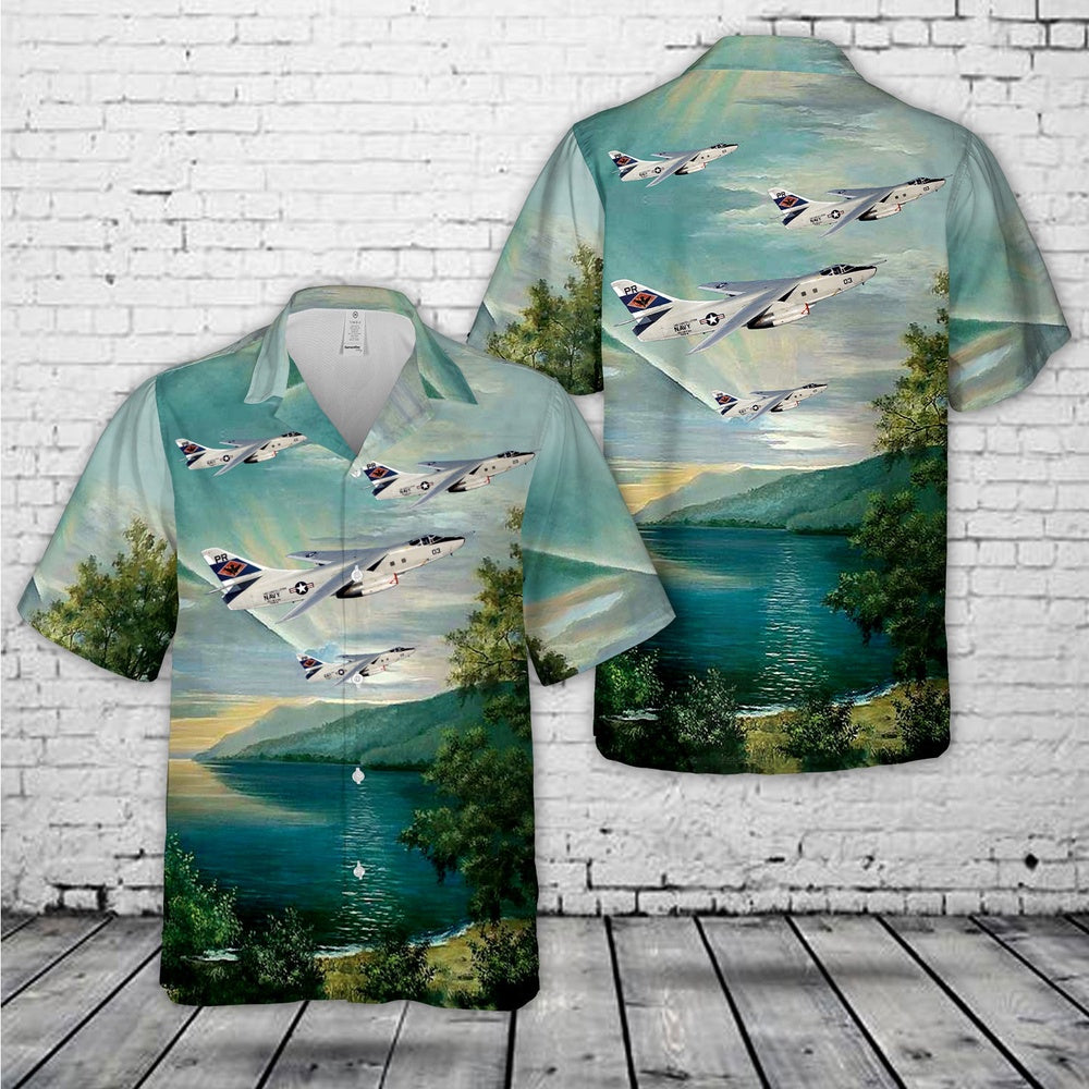 Us Navy Hawaiian Shirt, US Navy Douglas EA-3B Skywarrior (BuNo 146452) Fleet Reconnaissance Squadron VQ-1 Det.64 World Watchers Hawaiian Shirt