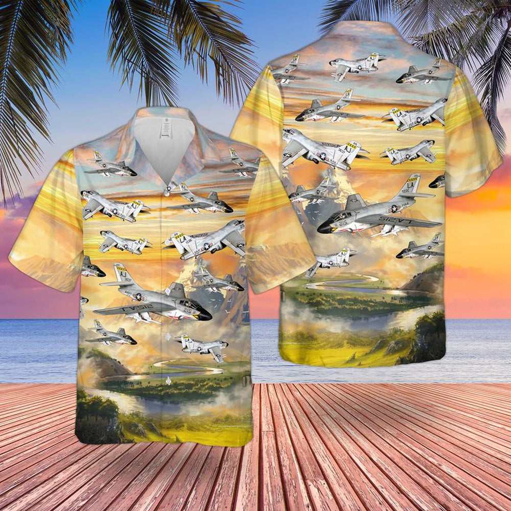 Us Navy Hawaiian Shirt, US Navy Douglas F3D Skyknight Hawaiian Shirt, Military Hawaiian Shirt