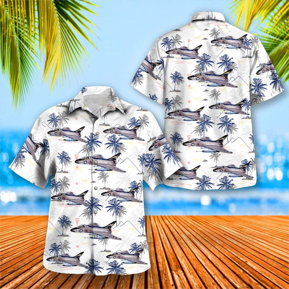 Us Navy Hawaiian Shirt, US Navy Douglas F4D-1 Skyray Hawaiian Shirt, Military Hawaiian Shirt