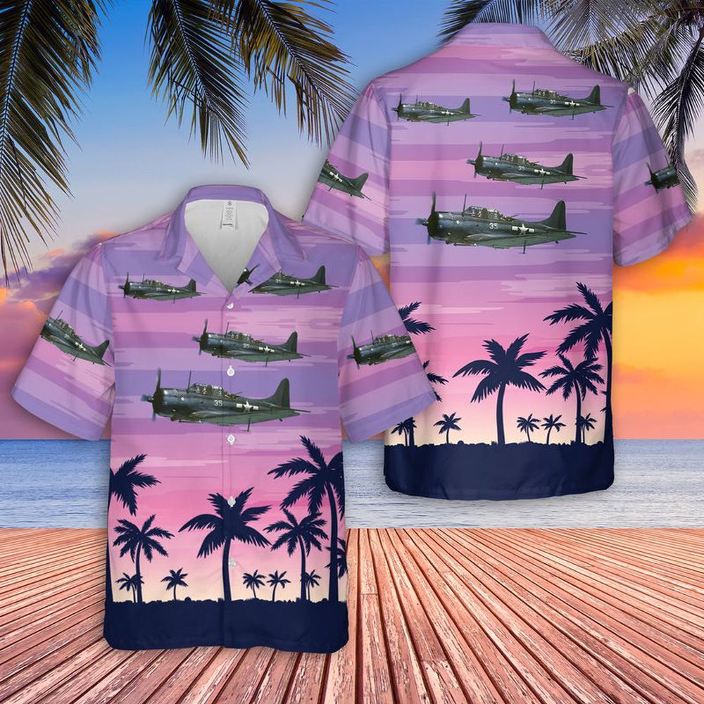 Us Navy Hawaiian Shirt, US Navy Douglas SBD Dauntless Of World War 2 Hawaiian Shirt, Military Hawaiian Shirt