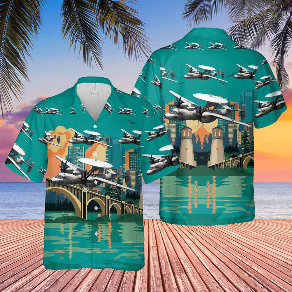 Us Navy Hawaiian Shirt, US Navy E-2C Hawkeye Of VAW-120 Greyhawks Hawaiian Shirt, Military Hawaiian Shirt