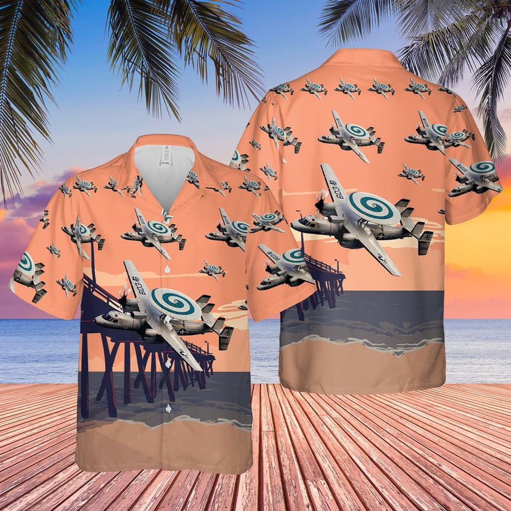 Us Navy Hawaiian Shirt, US Navy E-2C Hawkeye Of VAW-123 Screwtops Hawaiian Shirt, Military Hawaiian Shirt