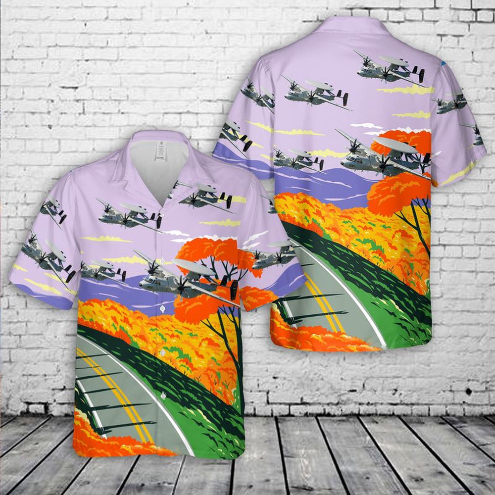 Us Navy Hawaiian Shirt, US Navy E-2D Of VAW-125 Tigertails Hawaiian Shirt, Military Hawaiian Shirt