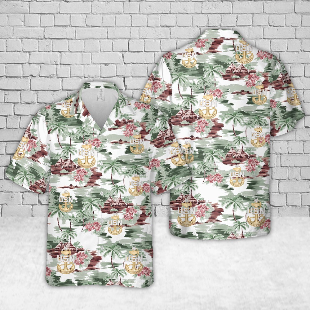 Us Navy Hawaiian Shirt, US Navy E-8 Senior Chief Petty Officer Hawaiian Shirt, Military Hawaiian Shirt