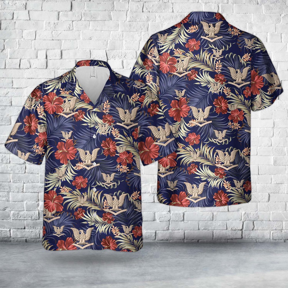 Us Navy Hawaiian Shirt, US Navy E4-Petty Officer 3rd Class Hawaiian Shirt, Military Hawaiian Shirt