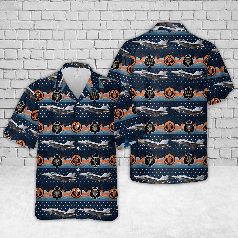 Us Navy Hawaiian Shirt, US Navy EA-18G Growler Of VAQ-144 “Main Battery Christmas Hawaiian Shirt, Military Hawaiian Shirt