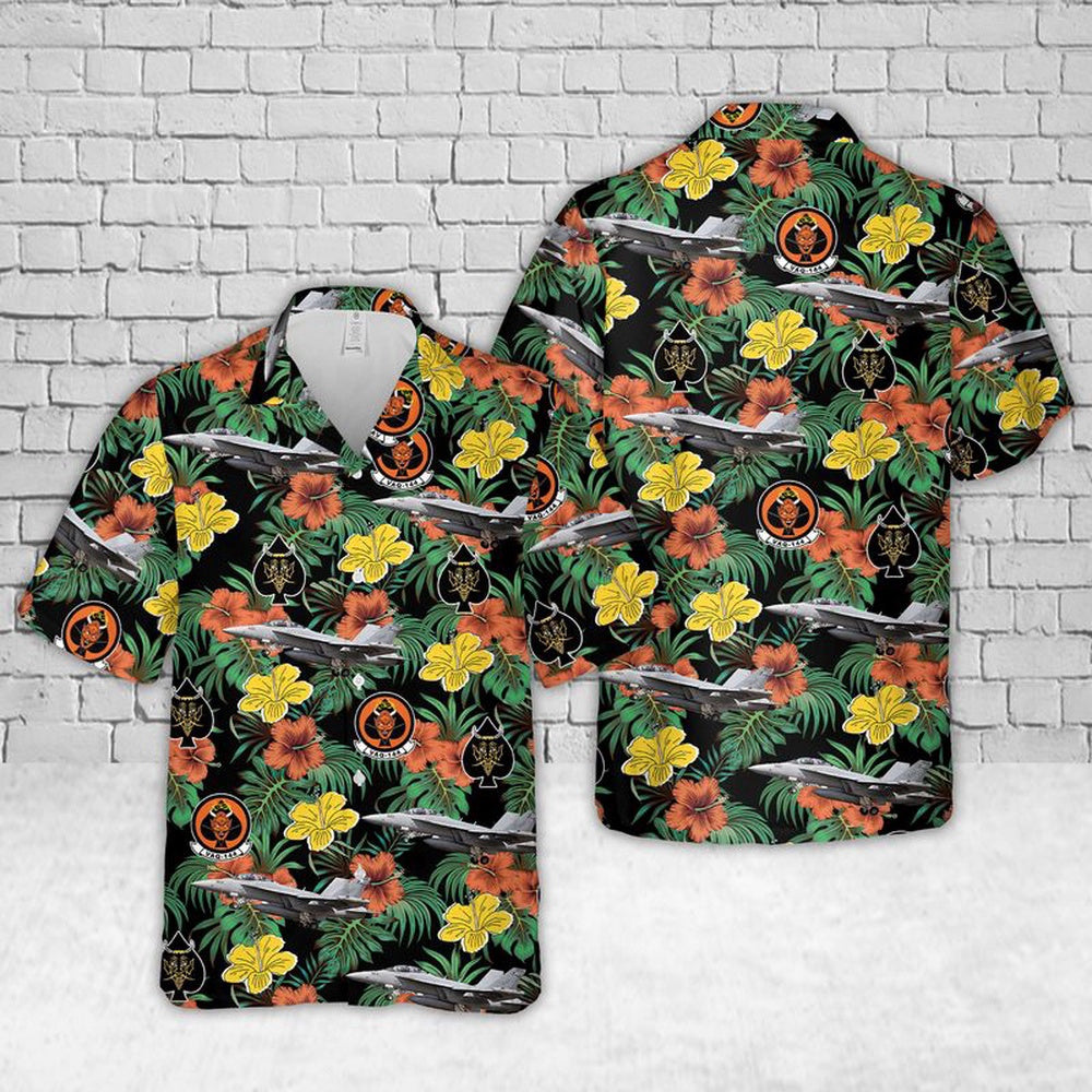 Us Navy Hawaiian Shirt, US Navy EA-18G Growler Of VAQ-144 Main Battery Hawaiian Shirt, Military Hawaiian Shirt