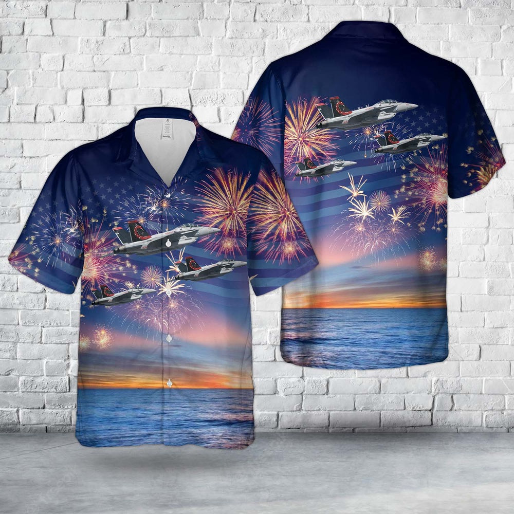 Us Navy Hawaiian Shirt, US Navy EA-18G Of VAQ-132 Scorpions, 4th Of July Hawaiian Shirt, Military Hawaiian Shirt