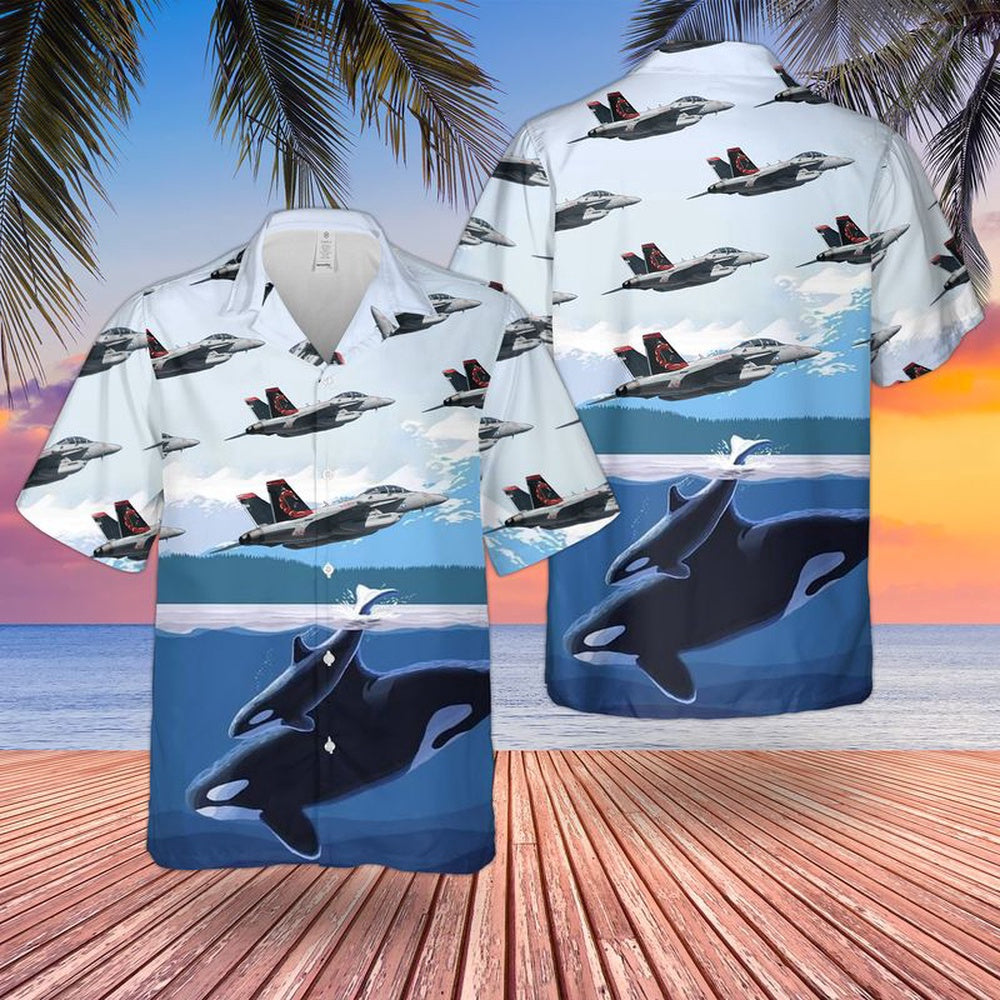 Us Navy Hawaiian Shirt, US Navy EA-18G Of VAQ-132 Scorpions Hawaiian Shirt, Military Hawaiian Shirt