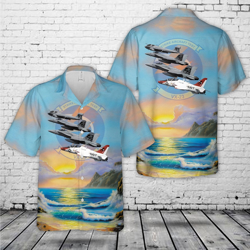 Us Navy Hawaiian Shirt, US Navy EA-6B, FA-18E, FA-18C and T-45 Of Air Test and Evaluation Squadron 23 (VX-23) Hawaiian Shirt