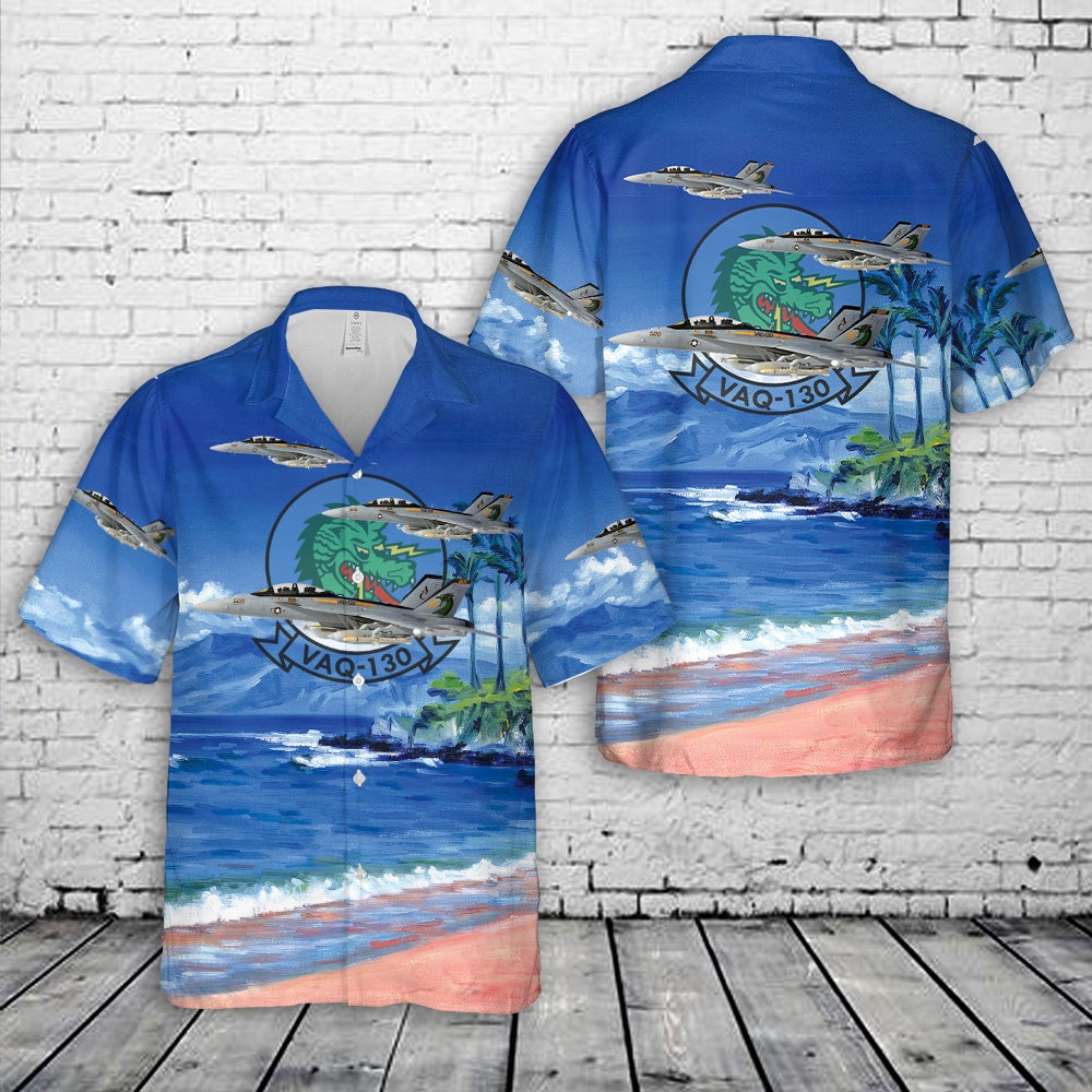 Us Navy Hawaiian Shirt, US Navy Electronic Attack Squadron 130 (VAQ-130) Zappers Grumman EA-18G Growler Hawaiian Shirt