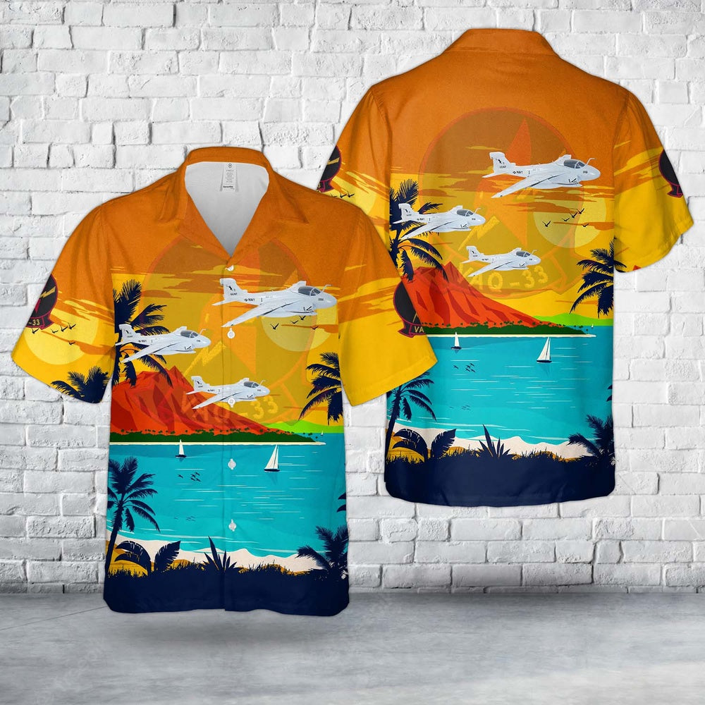 Us Navy Hawaiian Shirt, US Navy Electronic warfare squadron VAQ-33 Firebirds EA-6A Intruders Hawaiian Shirt