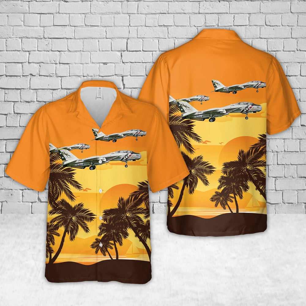 Us Navy Hawaiian Shirt, US Navy F-14A 158994 (55) VF-2 Hawaiian Shirt, Military Hawaiian Shirt