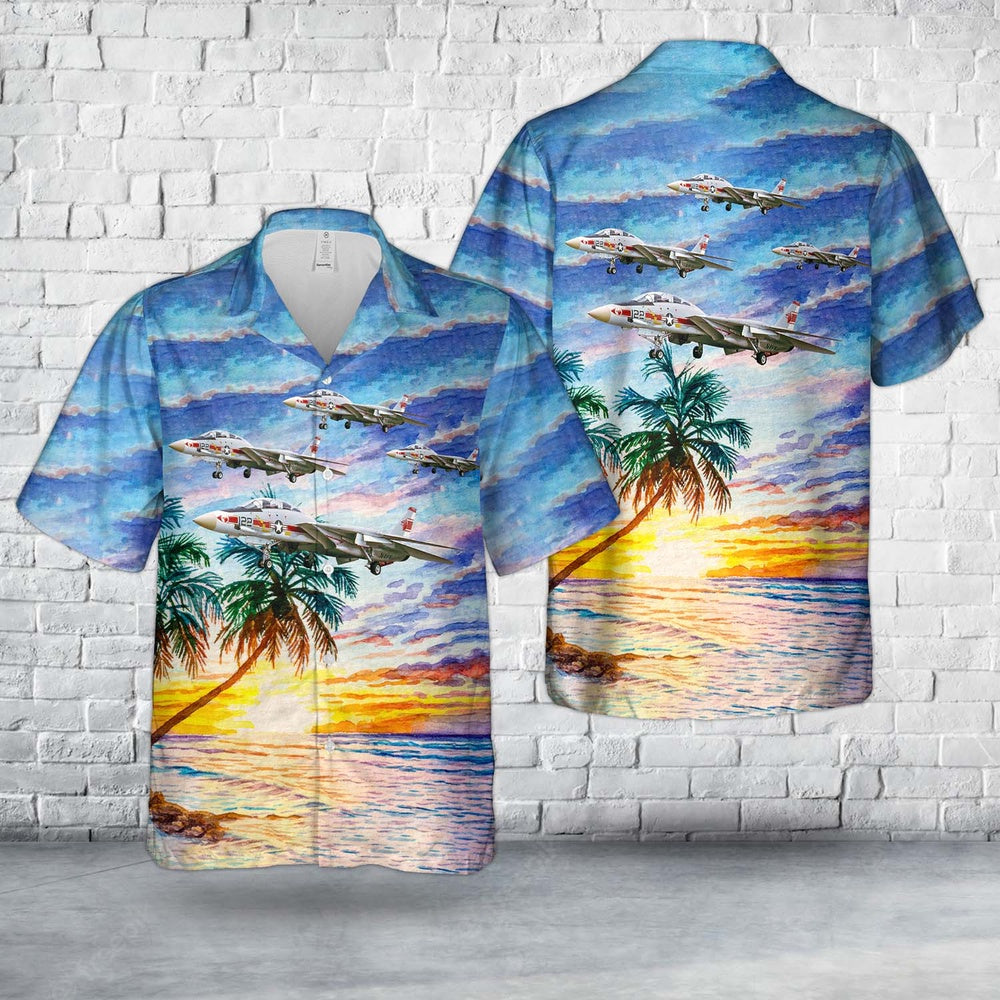 Us Navy Hawaiian Shirt, US Navy F-14A 159467 (133) VF-1 USS Enterprise Hawaiian Shirt, Military Hawaiian Shirt