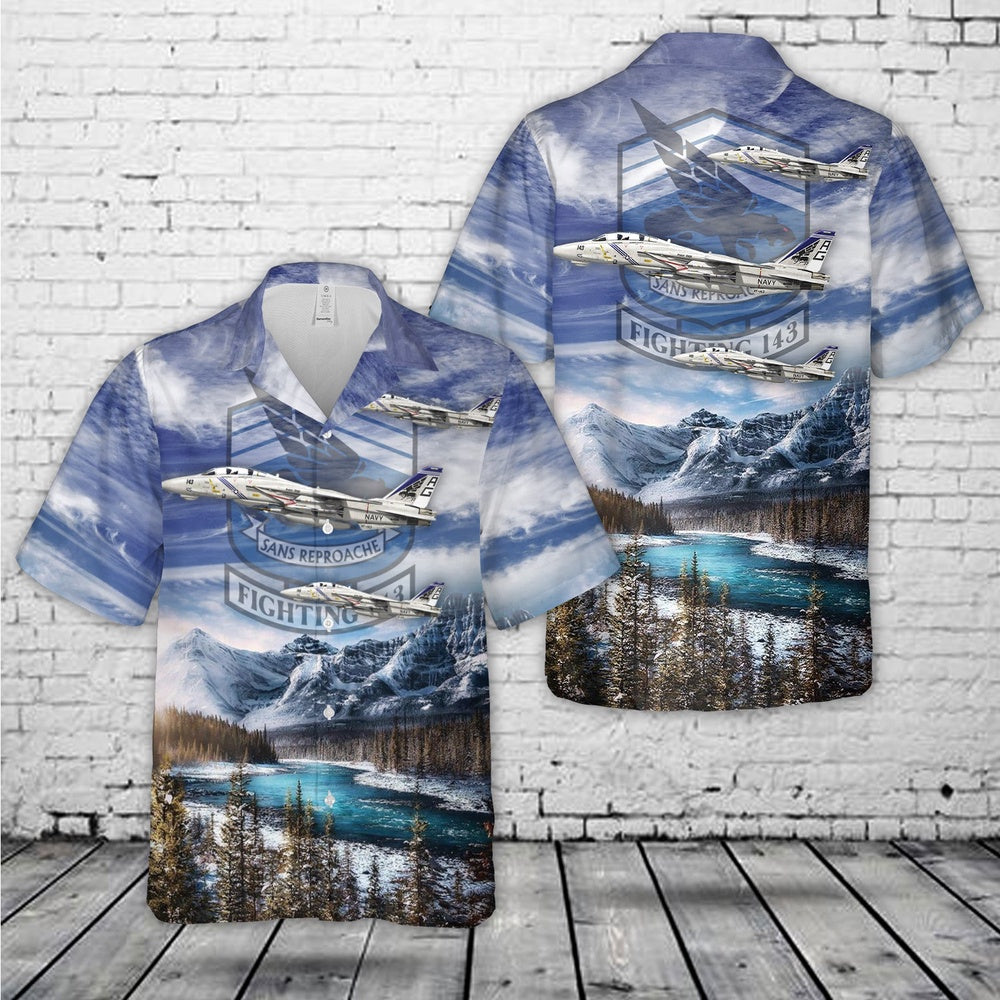 Us Navy Hawaiian Shirt, US Navy F-14B Tomcat Of VFA-143 ''Pukin Dogs'' Hawaiian Shirt, Military Hawaiian Shirt