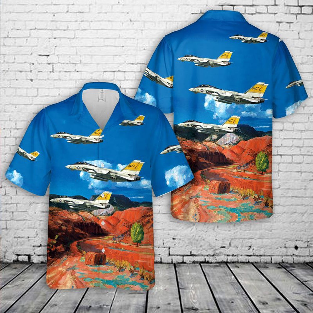 Us Navy Hawaiian Shirt, US Navy F-14B Tomcat VF-32 Swordsmen Hawaiian Shirt, Military Hawaiian Shirt