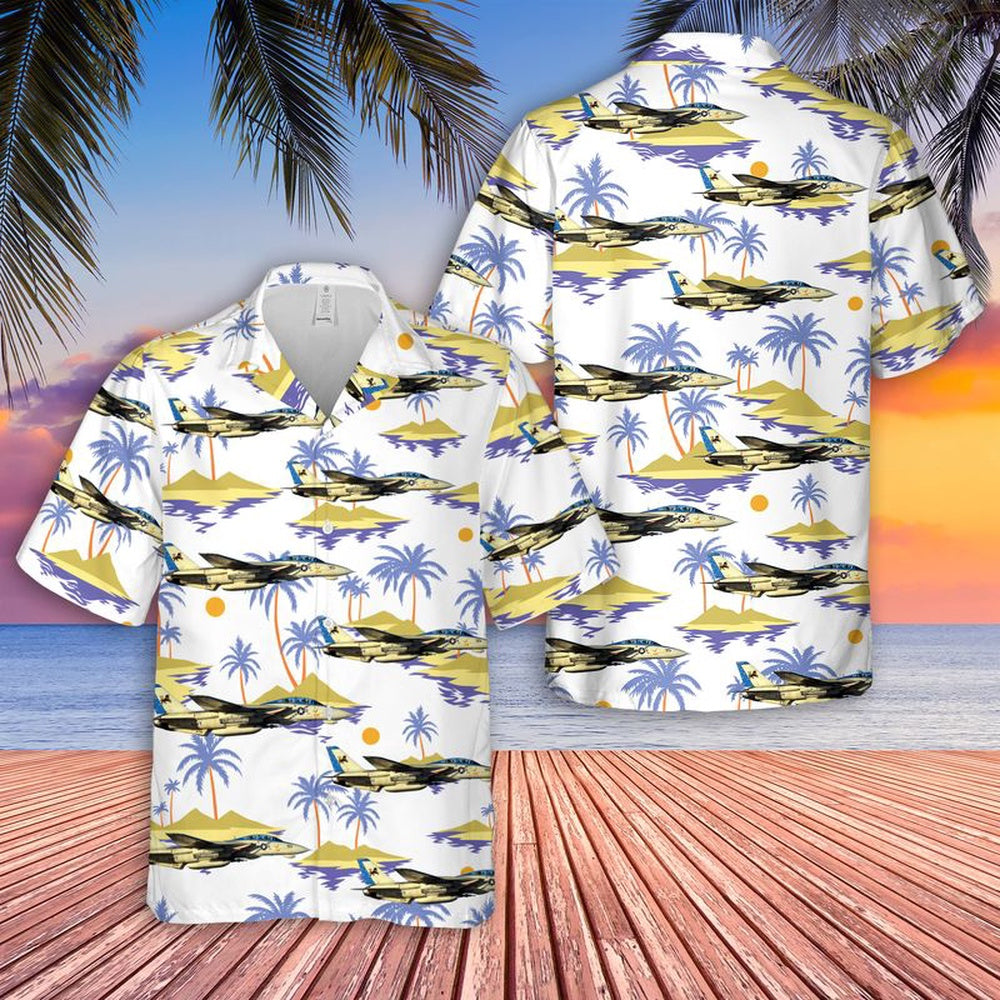 Us Navy Hawaiian Shirt, US Navy F-14D(R) From VF-213 Blacklions Hawaiian Shirt, Military Hawaiian Shirt
