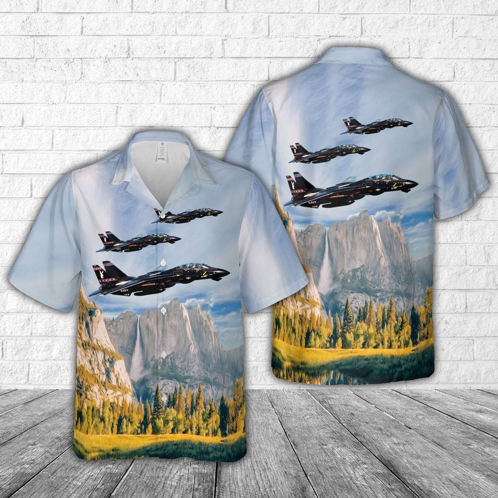 Us Navy Hawaiian Shirt, US Navy F-14D Tomcat VX-9 The Vampires Hawaiian Shirt, Military Hawaiian Shirt