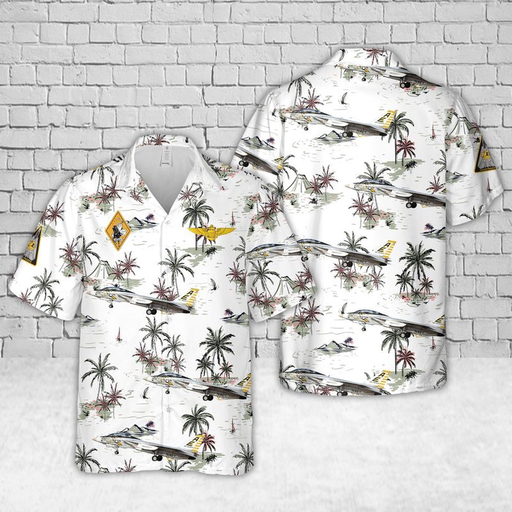 Us Navy Hawaiian Shirt, US Navy F-14 Tomcat aircraft of VF-142 the Ghostriders Hawaiian Shirt, Military Hawaiian Shirt