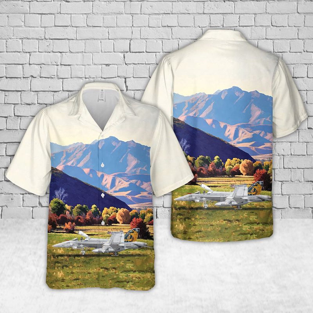Us Navy Hawaiian Shirt, US Navy F-18C-43-MC Hornet Of Strike Fighter Squadron 192 (VFA-192) World Famous Golden Dragons Hawaiian Shirt