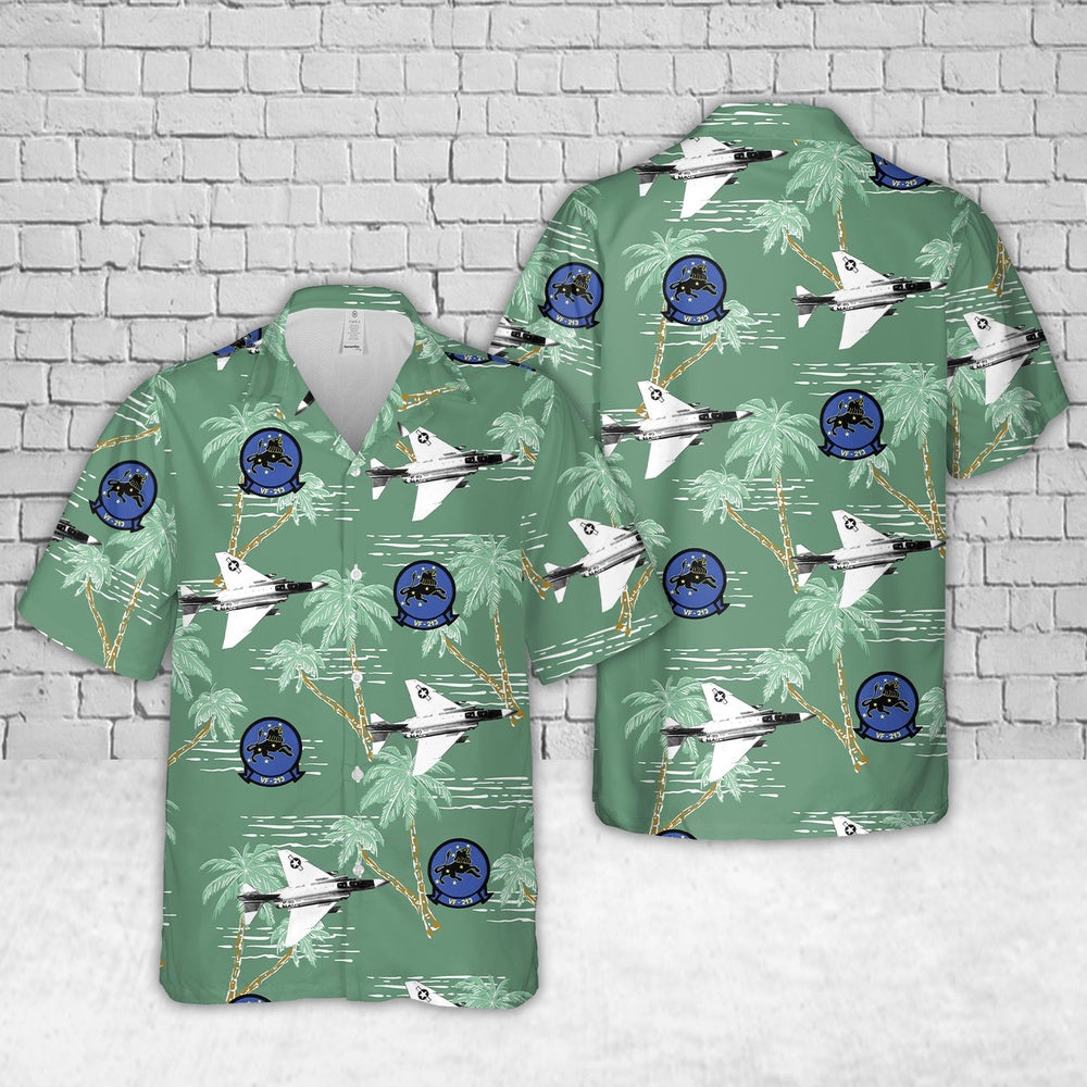 Us Navy Hawaiian Shirt, US Navy F-4B Phantom II Of VF-213 Black Lions Hawaiian Shirt, Military Hawaiian Shirt
